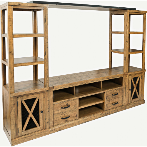 Telluride 4PC Entertainment Center w/ 60" Console in Distressed Pine